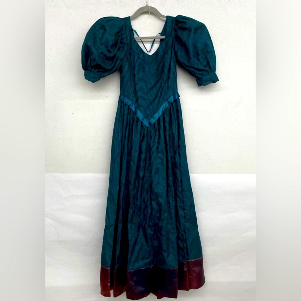 Vintage Elegant Teal and Burgundy Dress